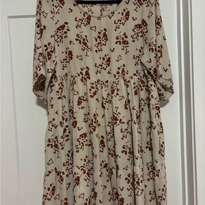 Floral Dress in Cream and Brown